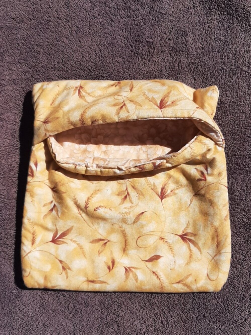 Handmade Square Microwave Potato Bag Gold 9" x 9"